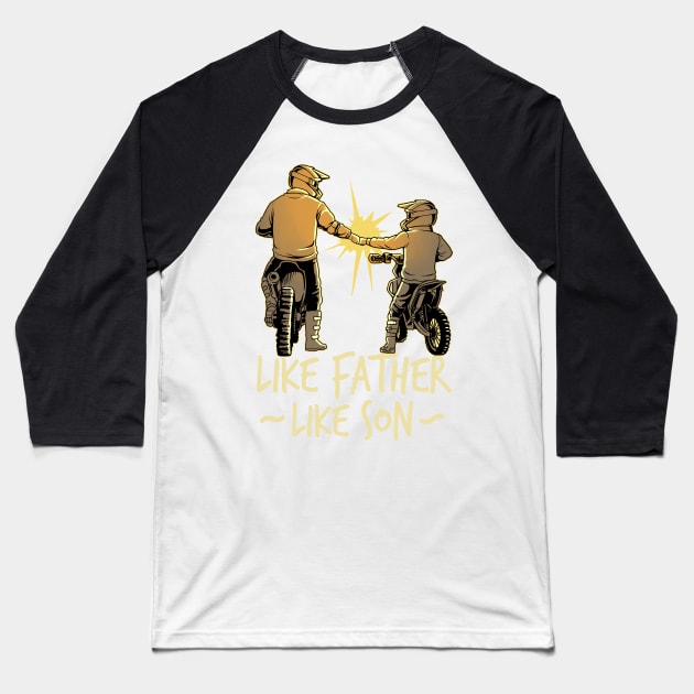 Dad Dirt Bike Out Motocross Gift Father And Son Dirt Bike Design Baseball T-Shirt by Linco